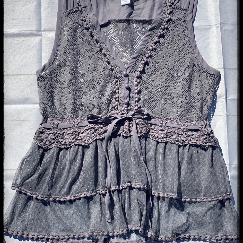 Feminine Charlotte Russe Gray Lace Vest